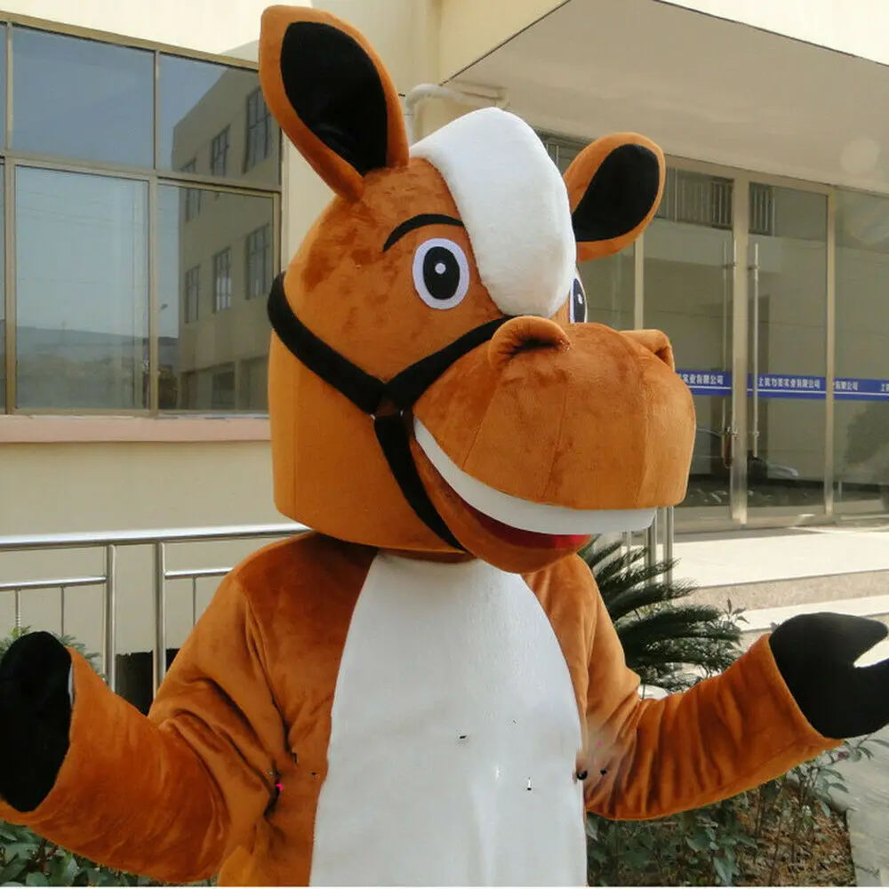 

Horse Mascot Costume for Halloween Cosplay Party Dress Xmas Carnival Outfits Animal Plush Fursuit Adults Size for Unisex
