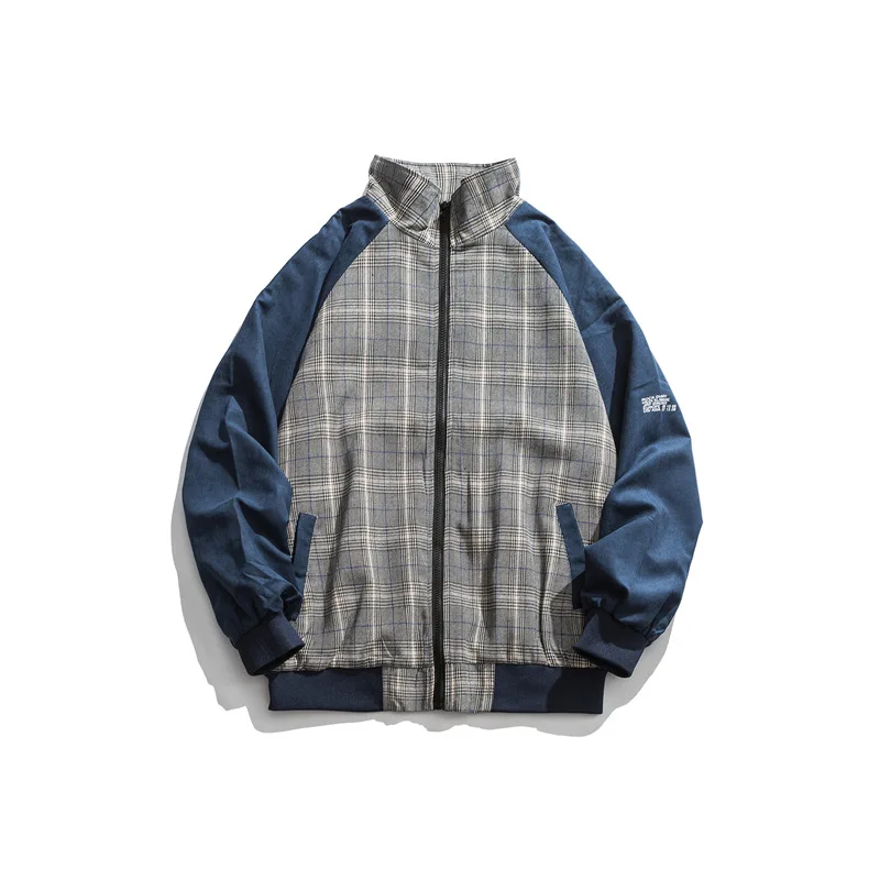 

Undefined Boutique spring autumn jacket men loose Plaid jacket men baseball jacket men fashion printed jacket parka men coats