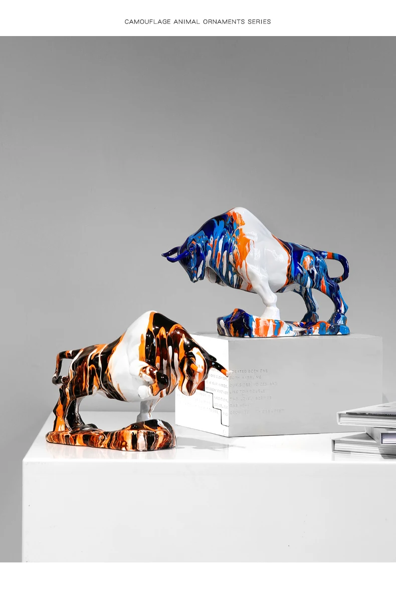 

Nordic Art Colorful Cow Figurine Resin Home Decor Statue Modern Living Room Office Home Decoration Ornaments New House Gift