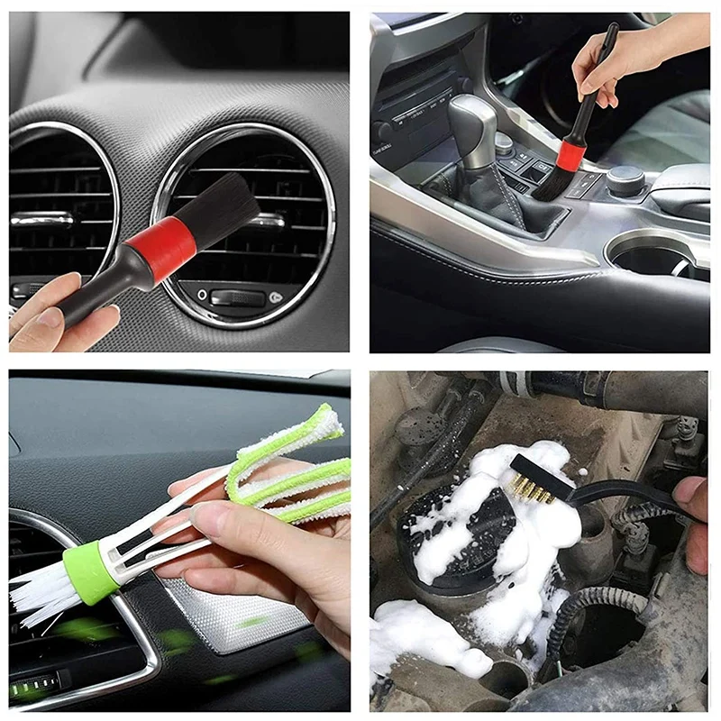 

10Pcs Auto Car Detailing Brush Set Car Interior Cleaning Kit Includes 5 Detail Brush,3 Wire Brush, 2 Air Vent Brush