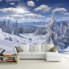 Настенные 3D обои на заказ, стерео, с изображением синего неба и белых облаков, снежного пейзажа, для гостиной, ТВ, дивана, спальни
