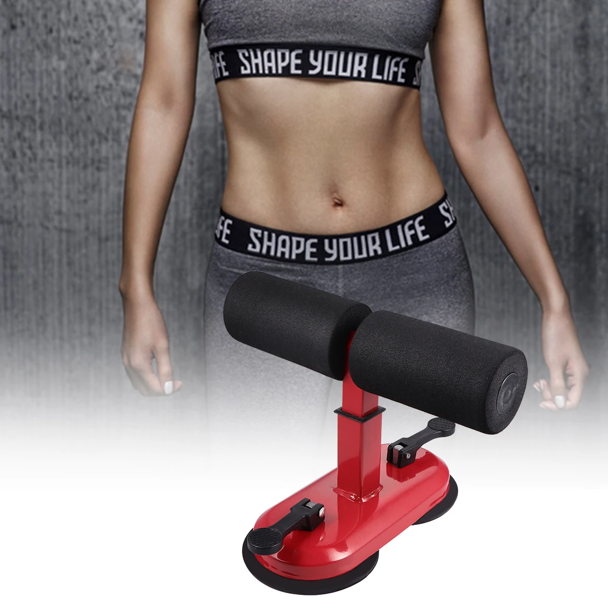 

Abdominal Machine Crunches Aid Men's Women's Suctorial Waist Fat Reduction Household Fitness Belly Roll Equipment (Red)