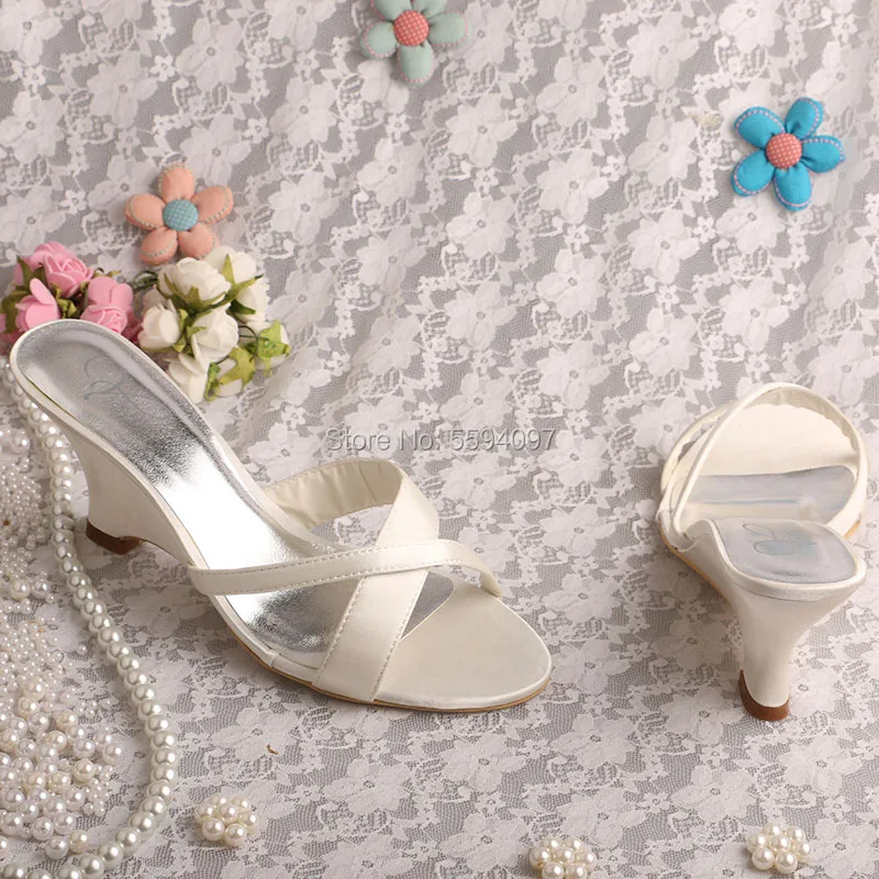 Свадебная обувь Wedopus для женщин летние шлепанцы на танкетке с открытым носком