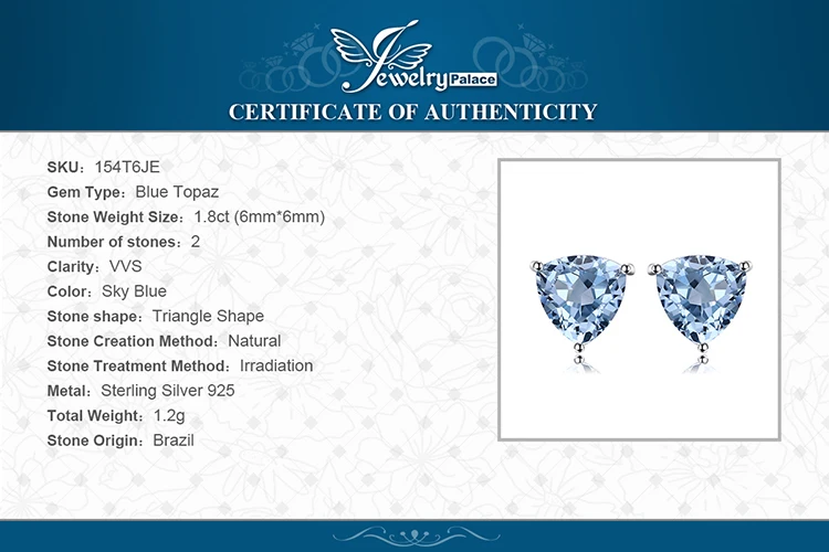 JewelryPalace Triangle Genuine Amethyst Stud Earrings 925 Sterling Silver Earrings For Women Korean Earings Fashion Jewelry