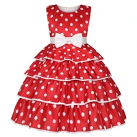 bunnylulu childrens print dress polka dot cake dress bow princess dress birthday party new year dress multilayer ball dress