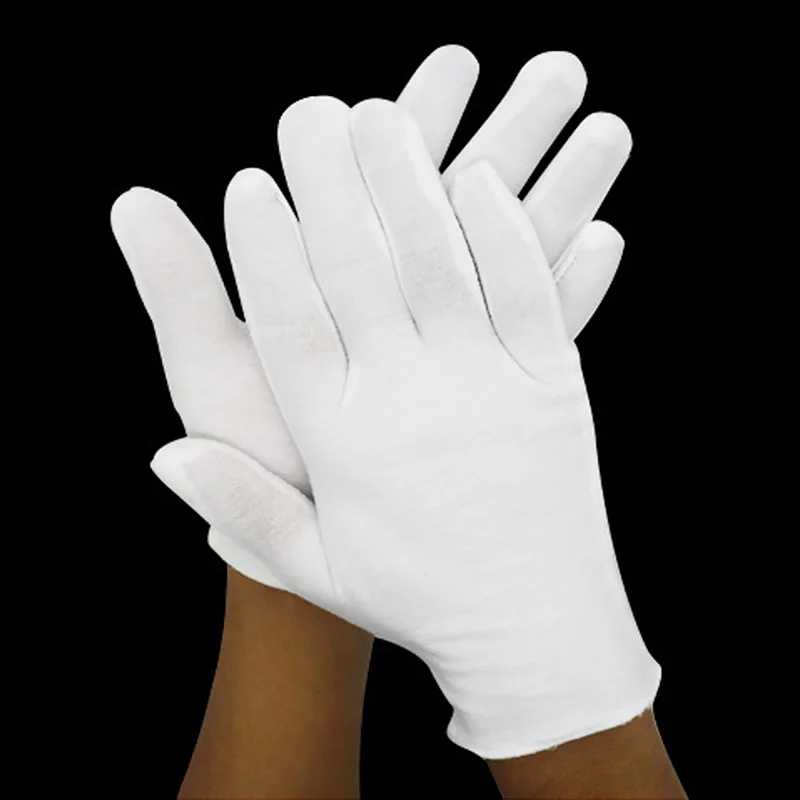 

1 Pair White New Full Finger Men Women Etiquette White Cotton Gloves Waiters/Drivers/Jewelry/Workers Mittens Sweat Gloves