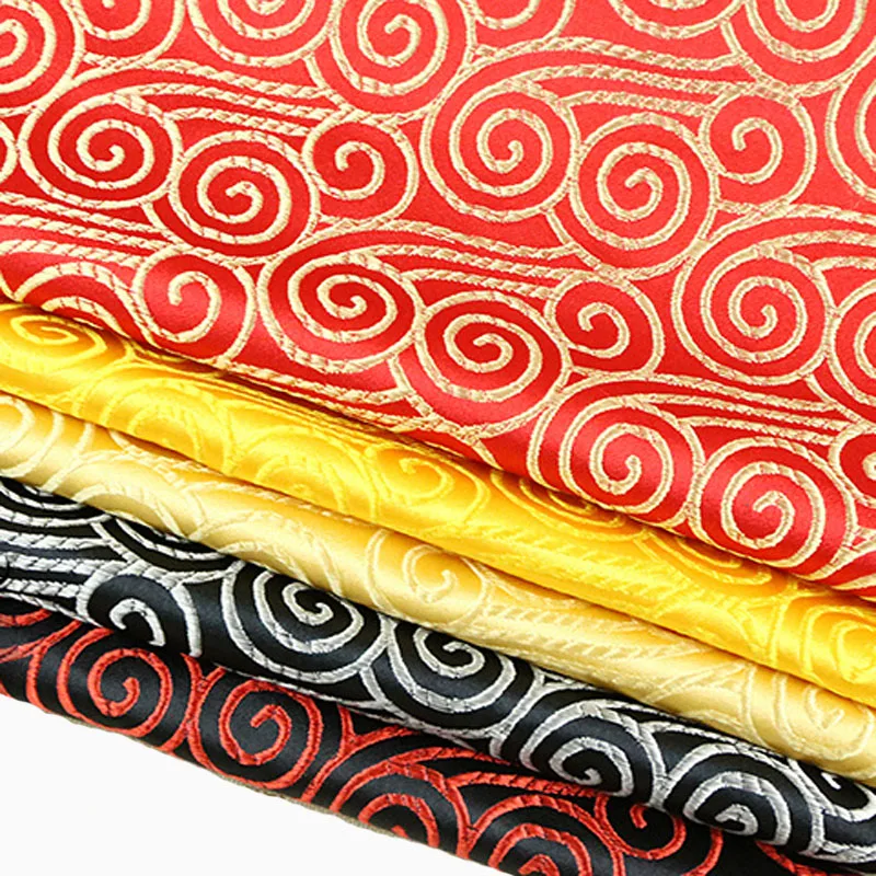 

ViaPhil Brand Red Black Yellow Champagne Japanese Cloud Jacquard Brocade Fabric 50x72cm Textile Tissue Patchwork