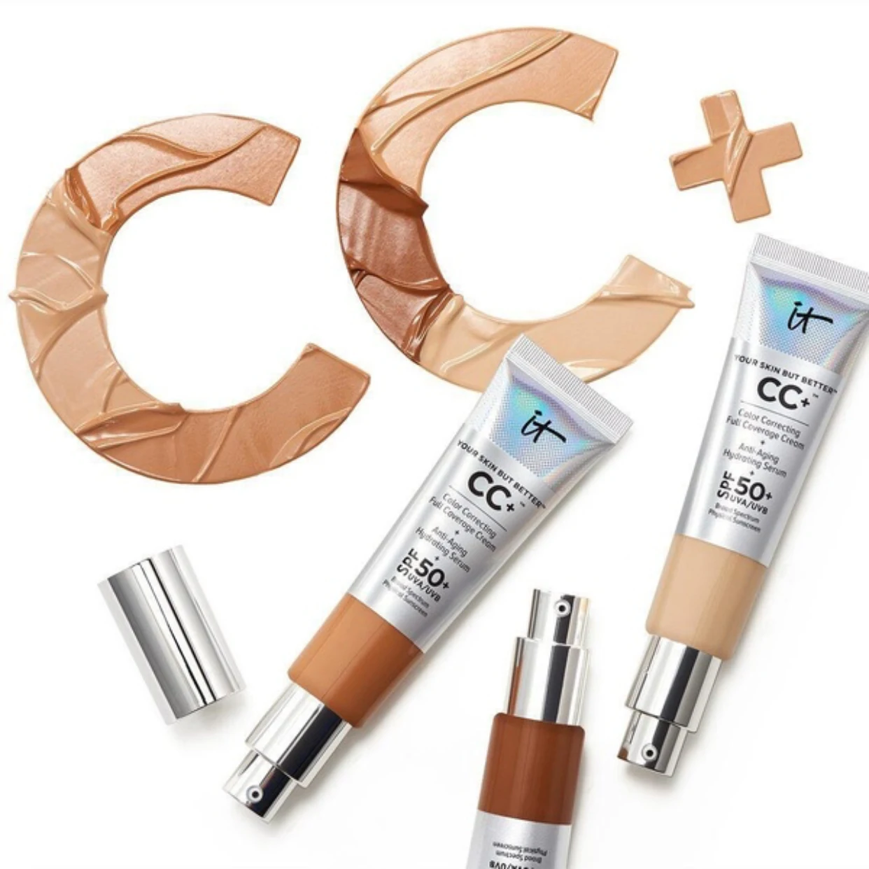 

Face Concealer It Cosmetics CC+ Cream SPF50 Full Cover Medium Light Base Liquid Foundation Makeup Whitening Your Skin But Better