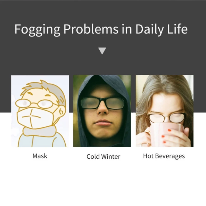 

Nano Anti-Fog Solution for Glasses Plant Based Goggles Phones Camera Lens Defogger Stay Clear Reusable Microfiber Wipes