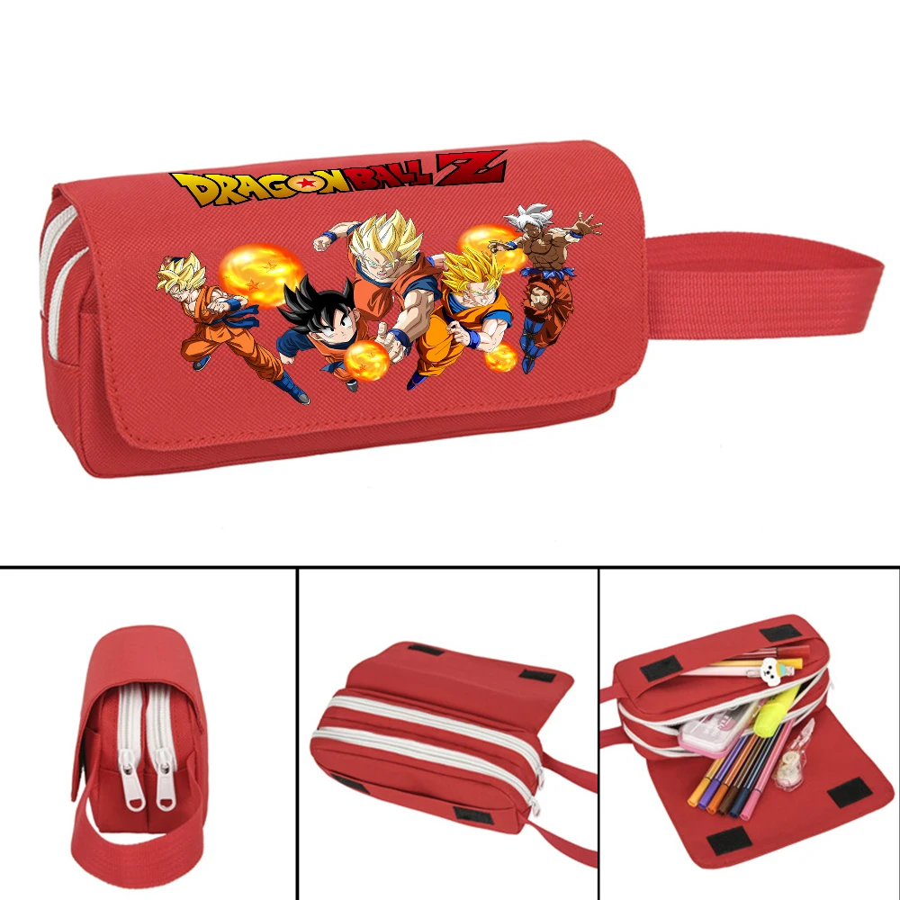 Dragon Ball PencilCase Double Zipper Son Goku Gohan Stationery Bag Student School Pen Case Box Large Capacity Pencil | Дом и сад