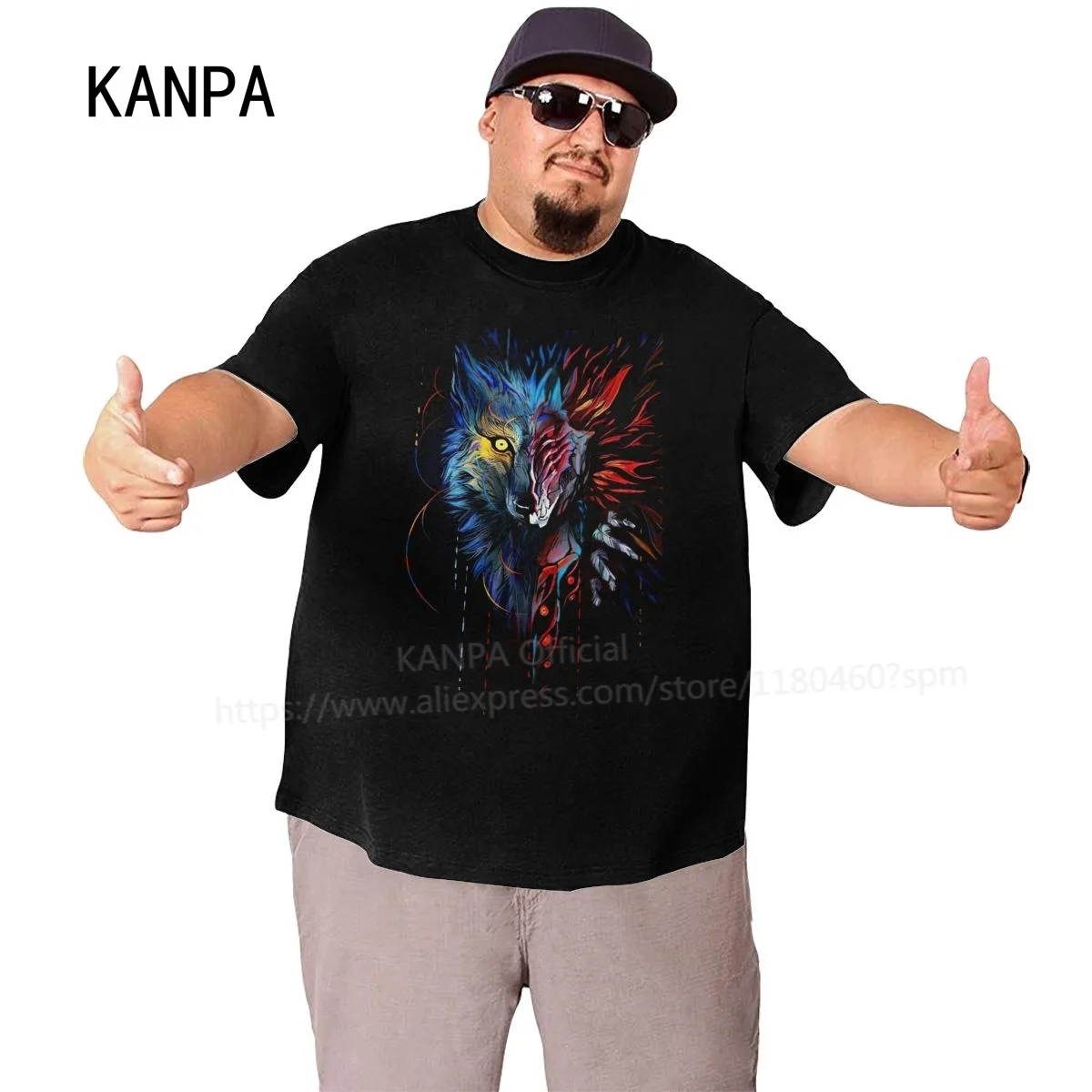 

Kanpa 3D Animal Print Men T Shirts Plus Size Vivid Wolf Anime T-shirts Big Man Oversize Top Tees Cotton Shirts Summer Clothes