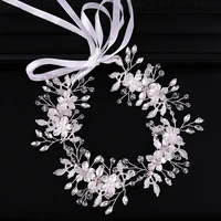 shiny bridal crystal pearl flower headband hair accessories womens headdresses wedding hairband headpiece tiara head jewelry