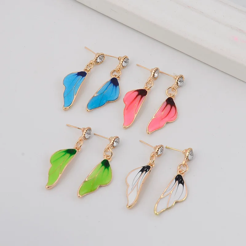 Серьги подвески с розовыми и голубыми бабочками ожерелье ювелирные наборы для