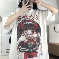 qweek gothic t shirt anime harajuku aesthetic women clothing summer e girl short sleeve t shirts for women 2021 white tops woman