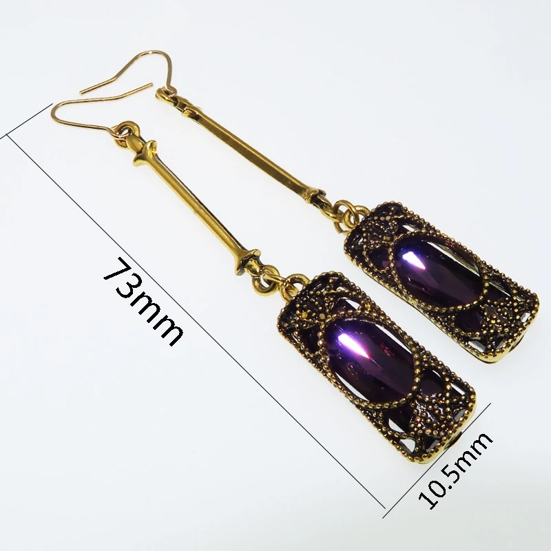

Vintage Big Green Blue Stone Gold Earrings For Women Bohemian Ancient Long Drop Dangle Earrings Oorbellen Bijoux Femme Z4M068