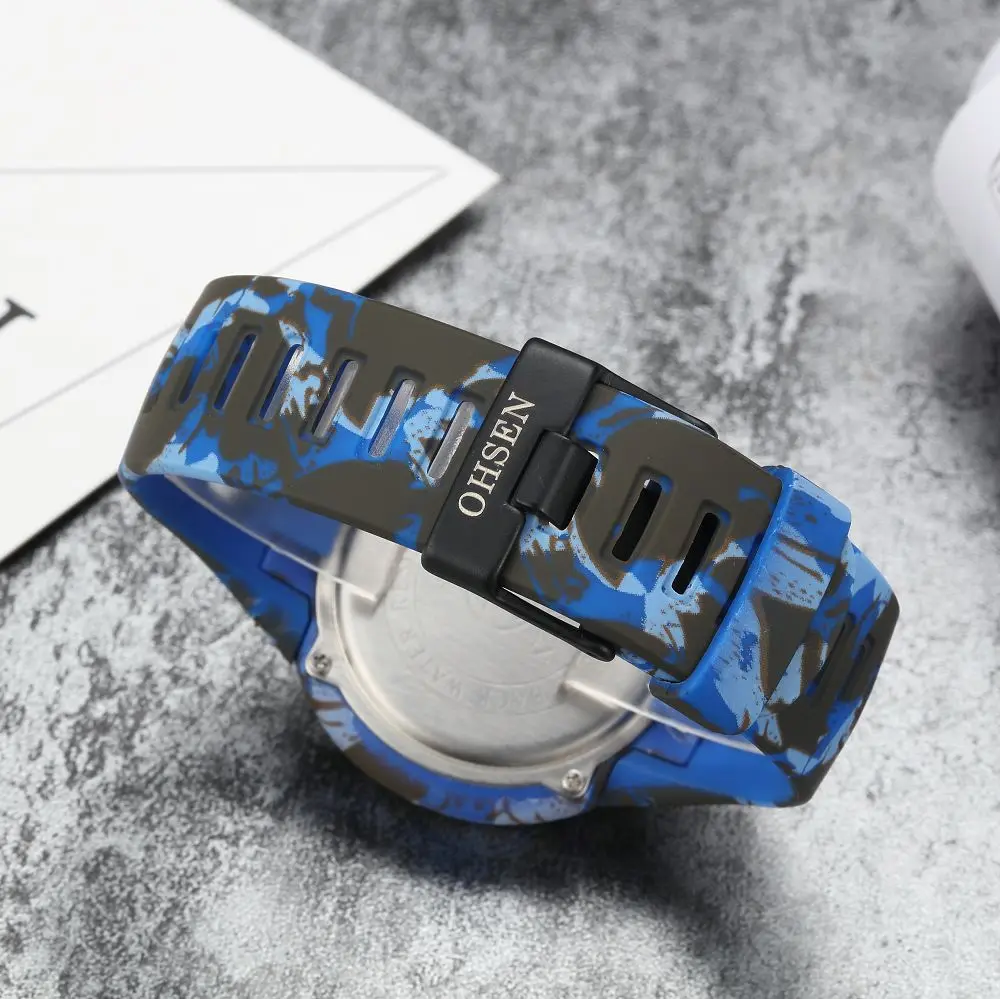 Цифровые мужские спортивные часы марки OHSEN модные уличные водонепроницаемые