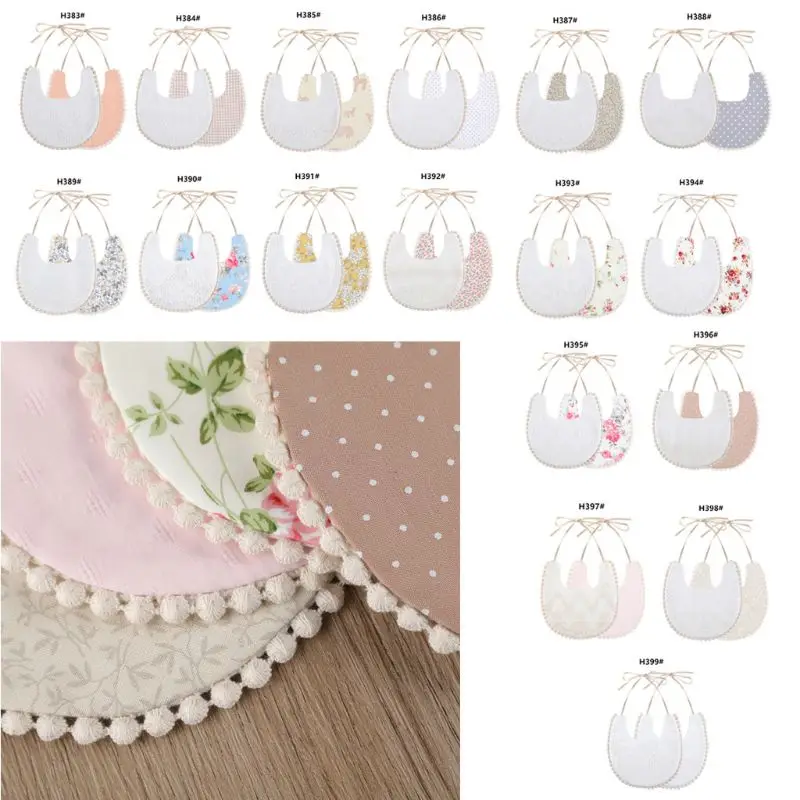

1Pcs Newborn Cotton Embroidery Double Side Bibs Baby Girls Saliva Towel Toddler Feeding Burp Cloths Bandana Scarf Double-sided