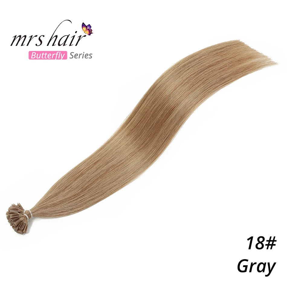 MRS HAIR 0,5 г/шт., 12 дюймов, накладные волосы, прямые, машинные, сделанные волосы Remy Nail, кератиновые, Предварительно Связанные человеческие волосы, 50 шт - Цвет: #18