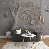 custom mural wallpaper 3d embossed maple tree bird photo background wall painting living room bedroom picture home decoration