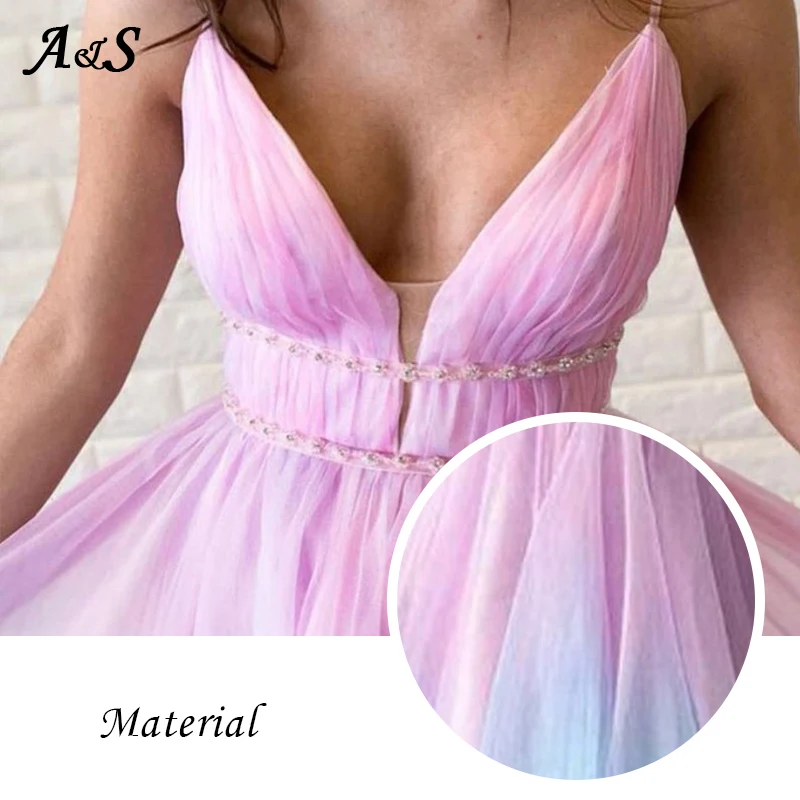 

Anbenser Summer Female Beach Dress Rainbow Color Voile Backless Suspender Dress V-Neck Sleeveless A-line Sexy Big Long Dress