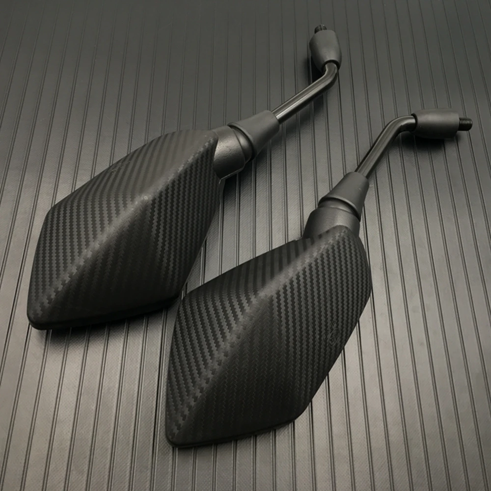 Зеркало мотоциклетное универсальное черное из углеродного волокна 8/10 мм - купить