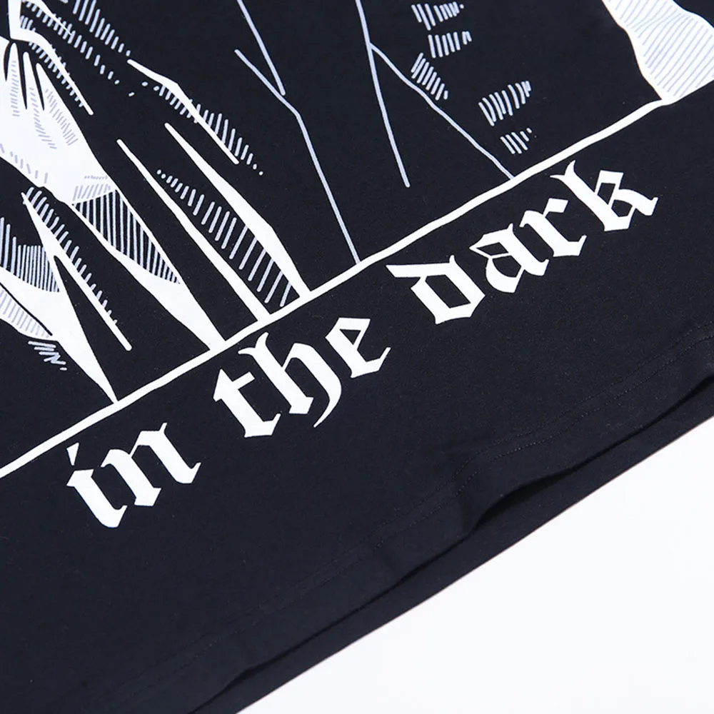 

2021 Summer New High Street Western Style Black T-Shirt Fashion Loose Casual Grim Reaper Skull Printing Round Neck Summer