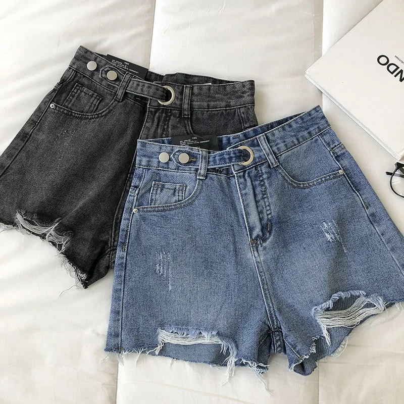 

Модные Универсальные женские джинсовые брюки с высокой талией Новинка Лето 2021 рваные крутые зауженные широкие брюки в Корейском стиле