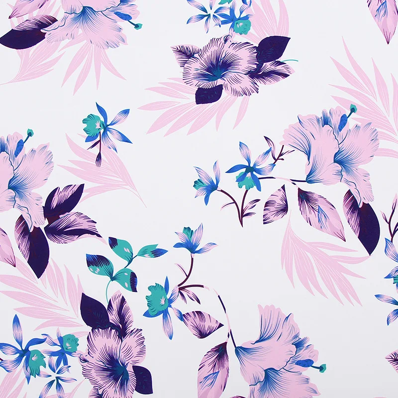 150 см в ширину мягкая черно-белая тонкая ткань с цветочным принтом для платьев