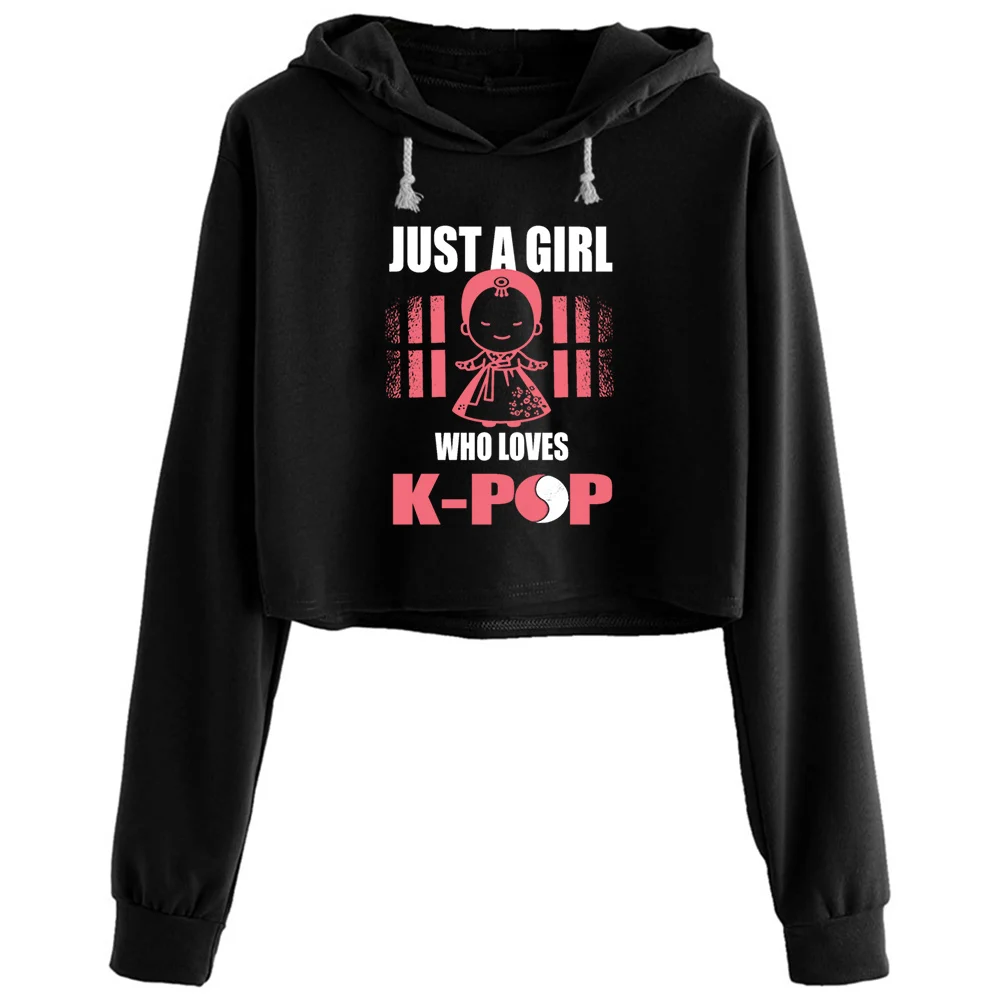 

K Pop Crop Hoodies Women Y2k Kawaii Goth Grunge Pullover For Girls