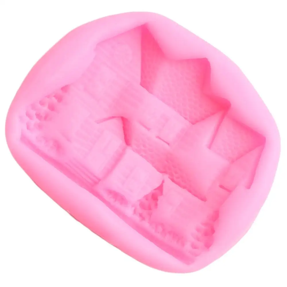 3d craft house silicone mold diy party cupcake topper fondant cake decorating tools wax soap polymer clay candy chocolate molds free global shipping