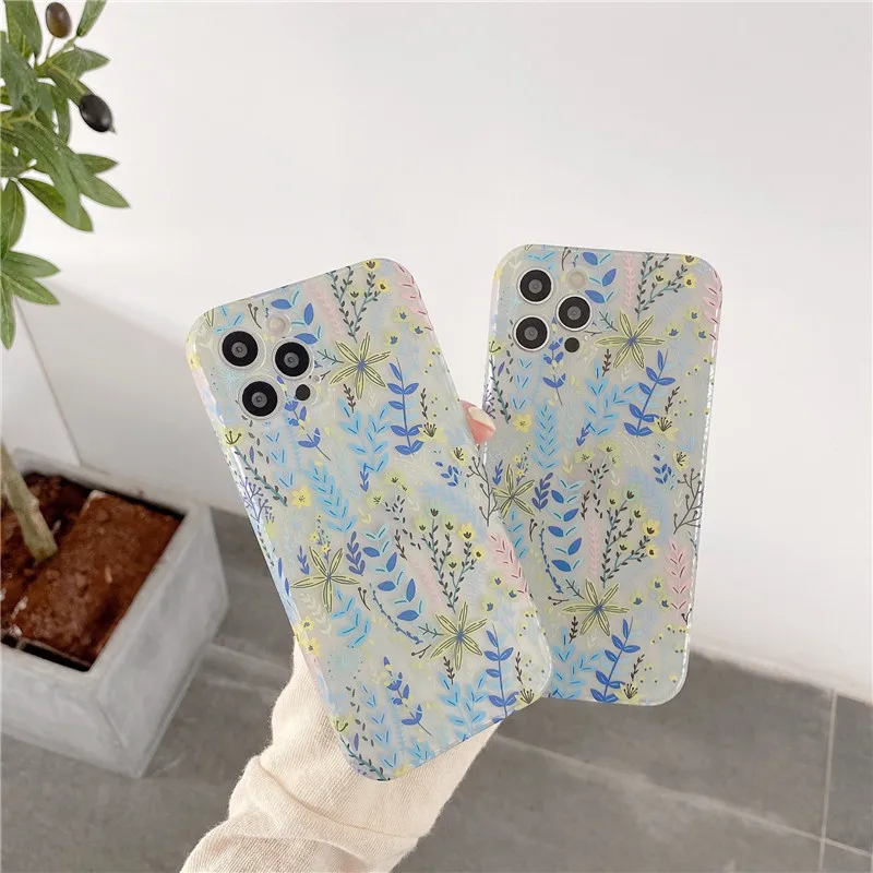 

Green Potted Plant Flower Leaf Phone Case For iPhone 7 8 X 11 12 Pro XS MAX SE 2020 XR 8 Plus Clear Soft TPU Silicon Cover Bag