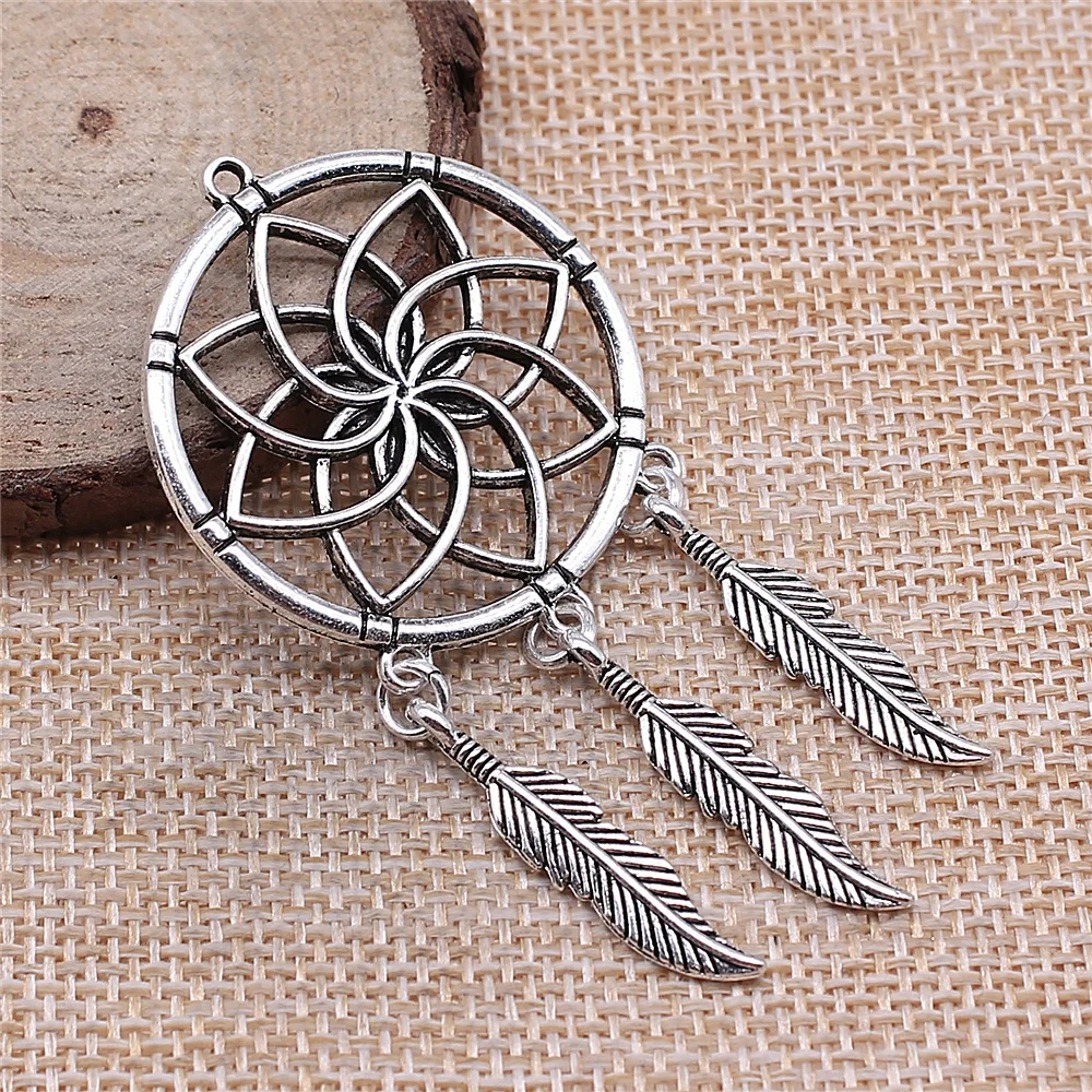 Оптовая продажа, подвески в виде Ловец снов размером 35x71 мм, оптовая продажа, подвески в античном стиле серебряного цвета для изготовления ювелирных изделий, подвески из цинкового сплава, 20 шт./упаковка