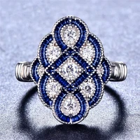 european and american fashion blue winding female ring creative chinese knot geometric banquet casual lucky wedding jewelry