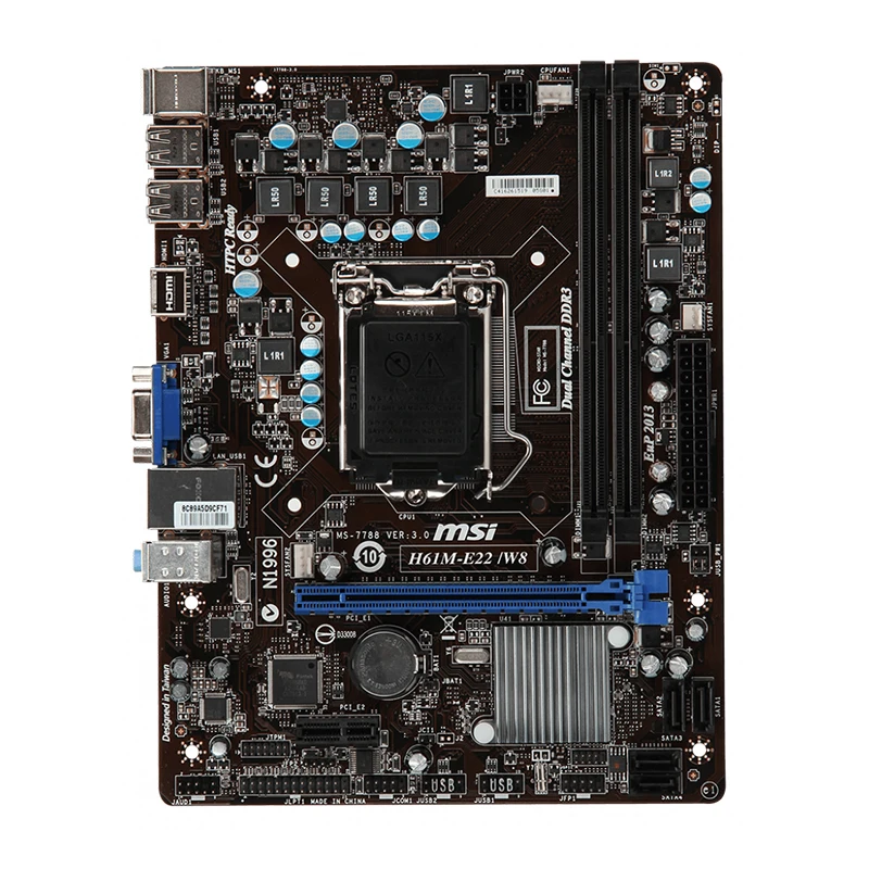 Материнская плата MSI H61M E22/W8 LGA 1155 Intel H61 для настольного ПК DDR3 16 ГБ PCI E x16 VGA HDMI USB2.0 Xeon
