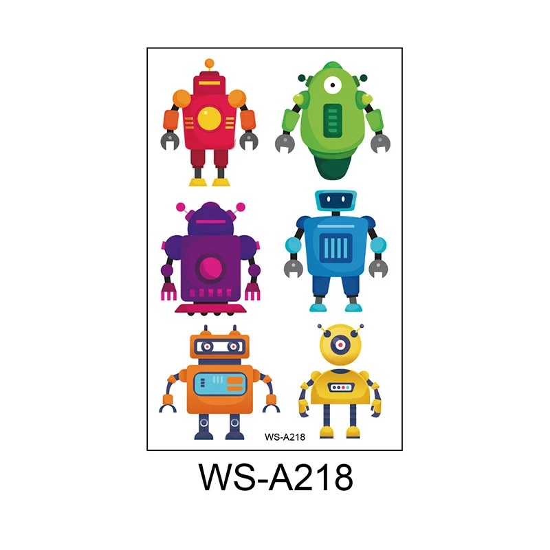 Мультяшный робот временная татуировка забавная научная поддельная