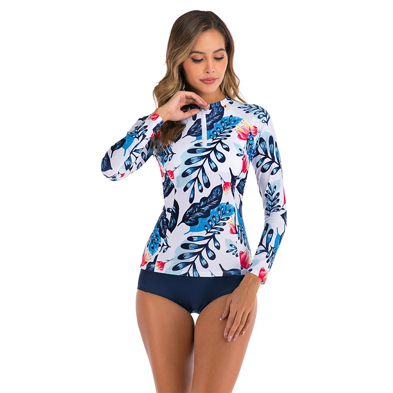 Женский купальный костюм из двух предметов с длинным рукавом одежда для серфинга