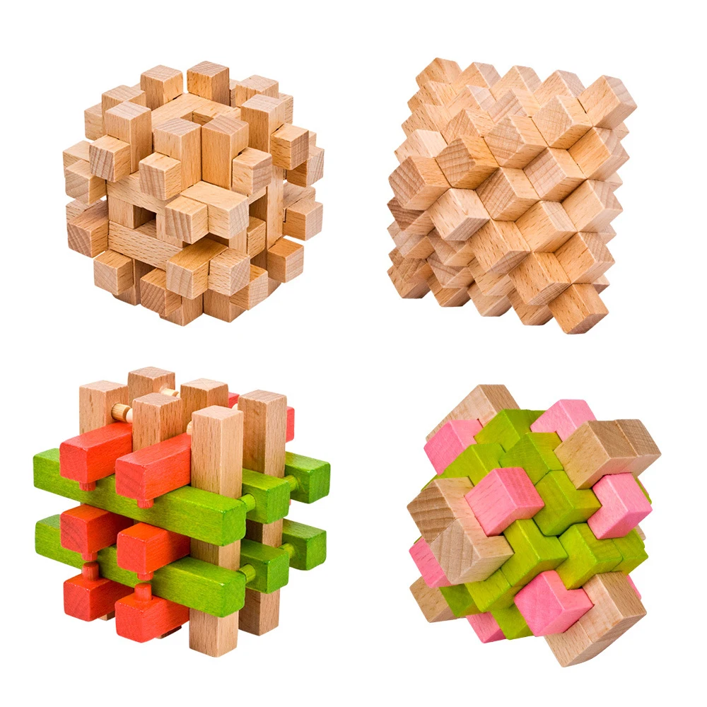 

New Design IQ Brain Teaser Kong Ming Lock 3D Wooden Interlocking Burr Puzzles Game Toy For Adults Kids E23