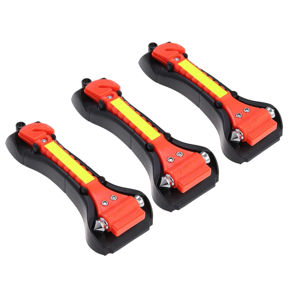 

3Pcs Mini Car Safety Hammer Life Saving Escape Emergency Hammer Seat Belt Cutter Window Glass Breaker Car Red Hammer wit