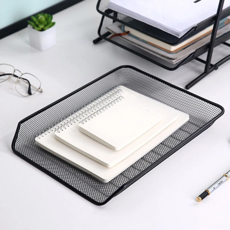

Metal Mesh 2 Tier Document Letter Tray Desk Organizer File Holder Magazine Organizer Office Supplies