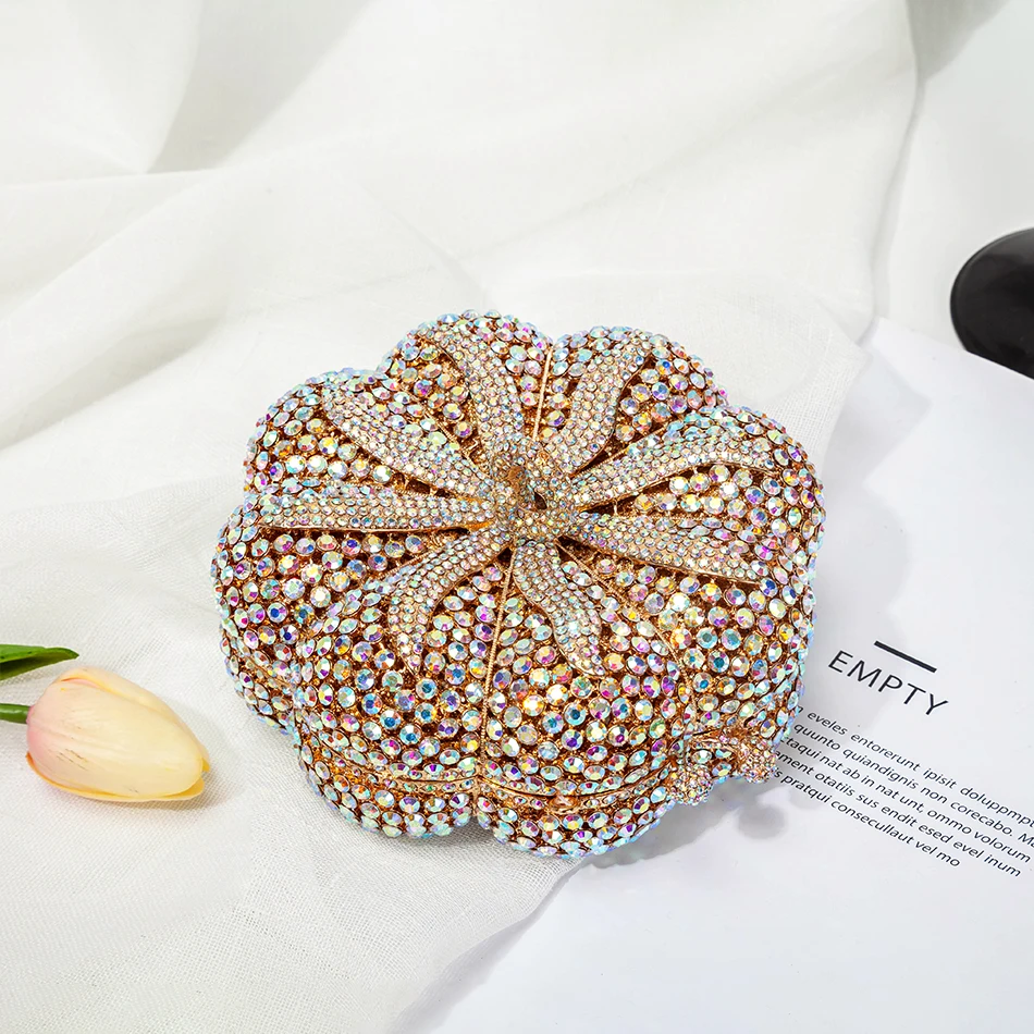 Вечерние клатчи с бриллиантами в виде тыквы для свадебной вечеринки женские