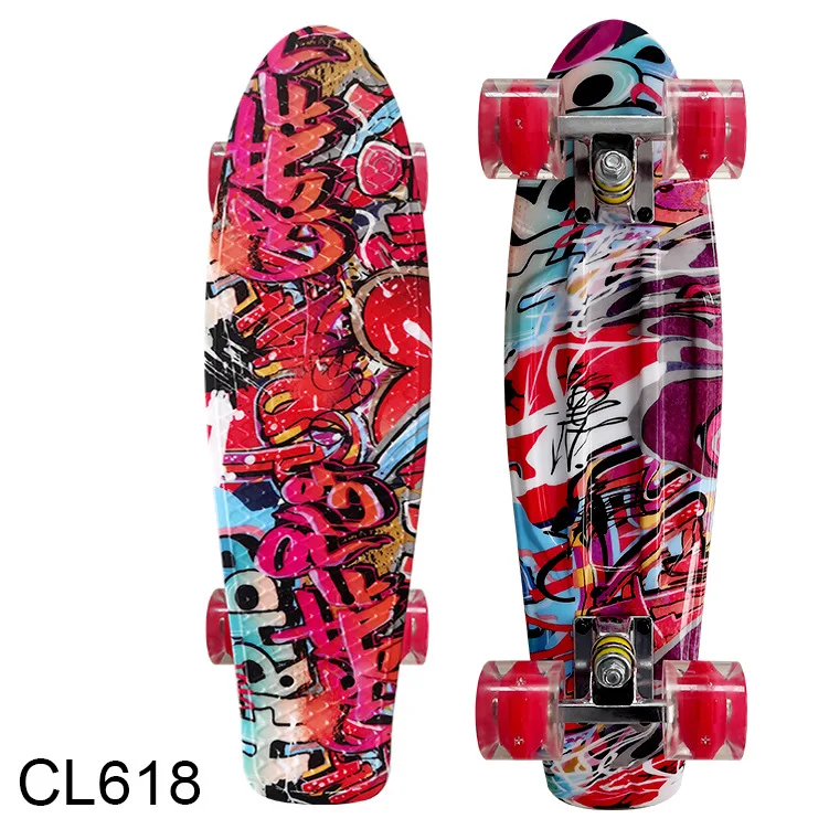 

22 Inch Skate Board Mini Cruiser Skateboard Galaxy Starlight Color Longboard Flashing Light Wheel Board For Children's Day Gift