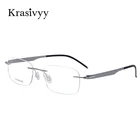 Оправа для очков Krasivyy титановая без винтов Мужская, брендовые дизайнерские квадратные оптические очки для близорукости