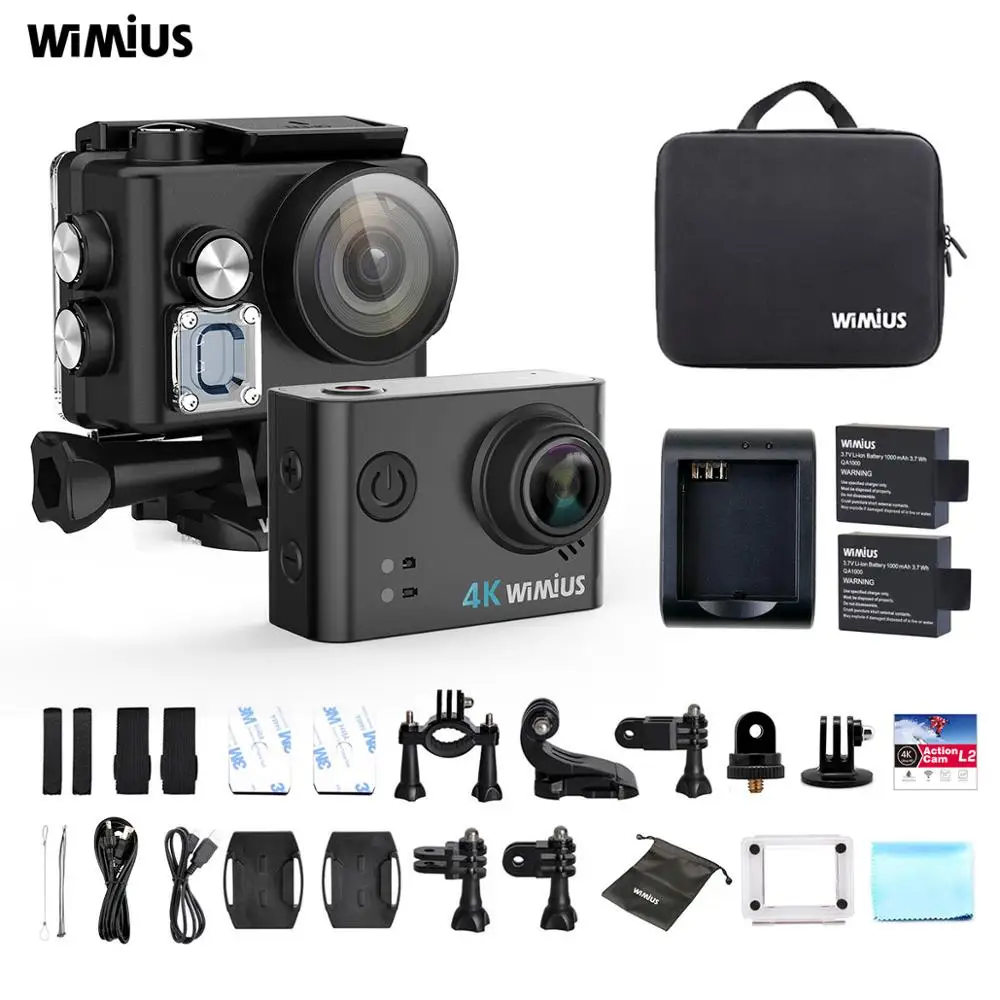 Wimius L2 Высококачественная Спортивная экшн видеокамера s 4K WiFi Экшн камера HD 170
