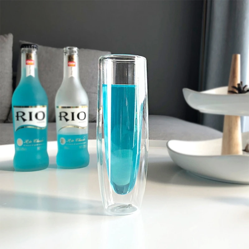 

150ml Double wall coffee cup Shot vodka beer glasses Drinking wine glass Water juice cups Creative champagne cockta mug