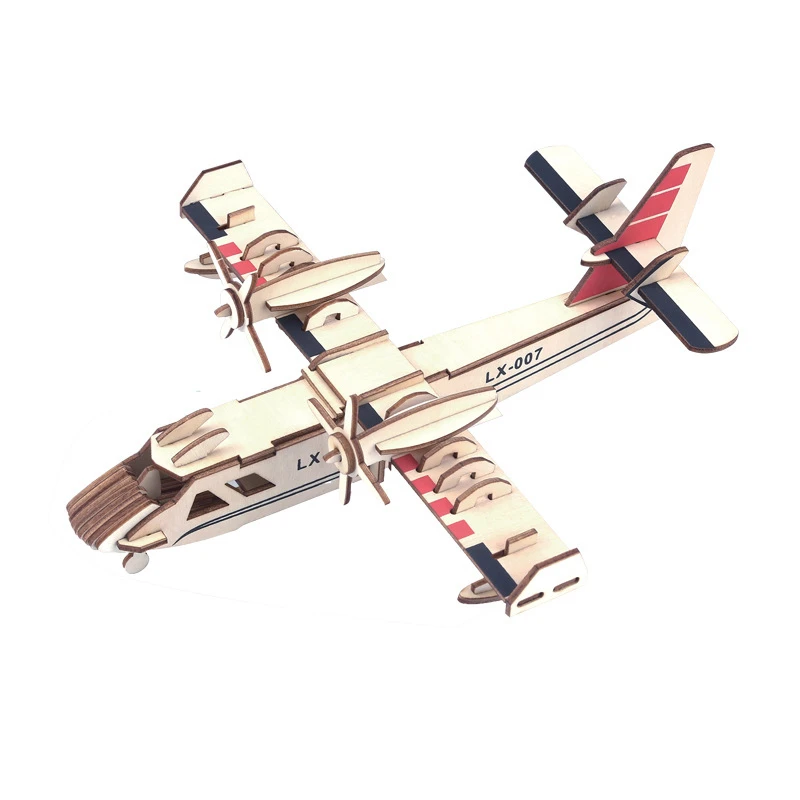 Laser cutting aircraft model wooden 3D three-dimensional puzzle toy | Игрушки и хобби