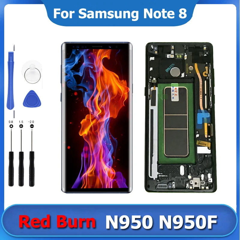 Фото Красный Тени Note 8 ЖК дисплей для Samsung Galaxy с рамой 2960x1440 SM N950F N950A монитор сенсорным