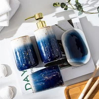ceramic bathroom accessories furniture sets decoration toilet organizer decor luxury shampoo dispenser tooth brush cup soap box