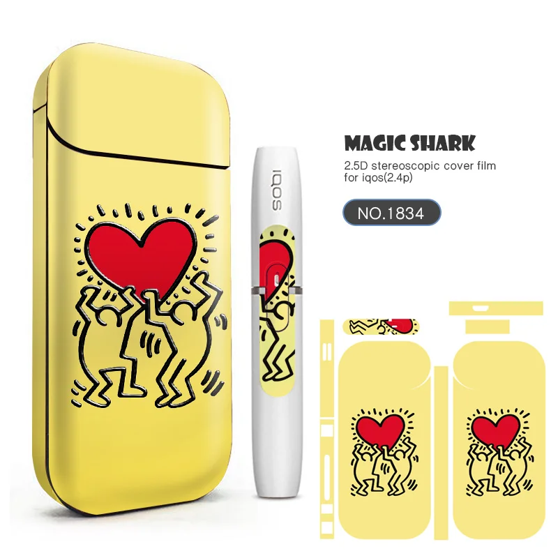 

Magic Shark Totoro Leaf Skull Motocycle Cell Bumpy Sticker Printing Sticker Skin For IQOS 2.4 Plus 2.4p Cover Case