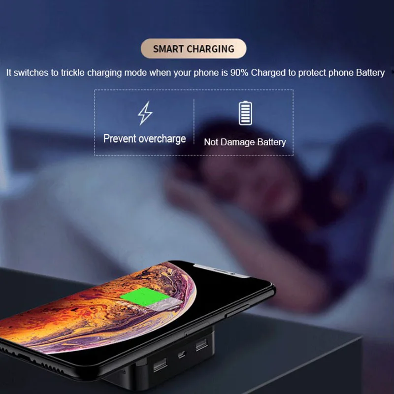 Портативное мини-зарядное устройство 20000 мАч Быстрое беспроводное зарядное Qi