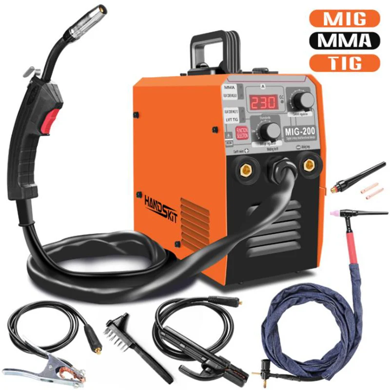 

Mig Welder Semi-Automatic 220V Inverter Tig Argon Arc Gas-Less Mig Welder 3 in 1 Synergy HBM1200 Welding Machine
